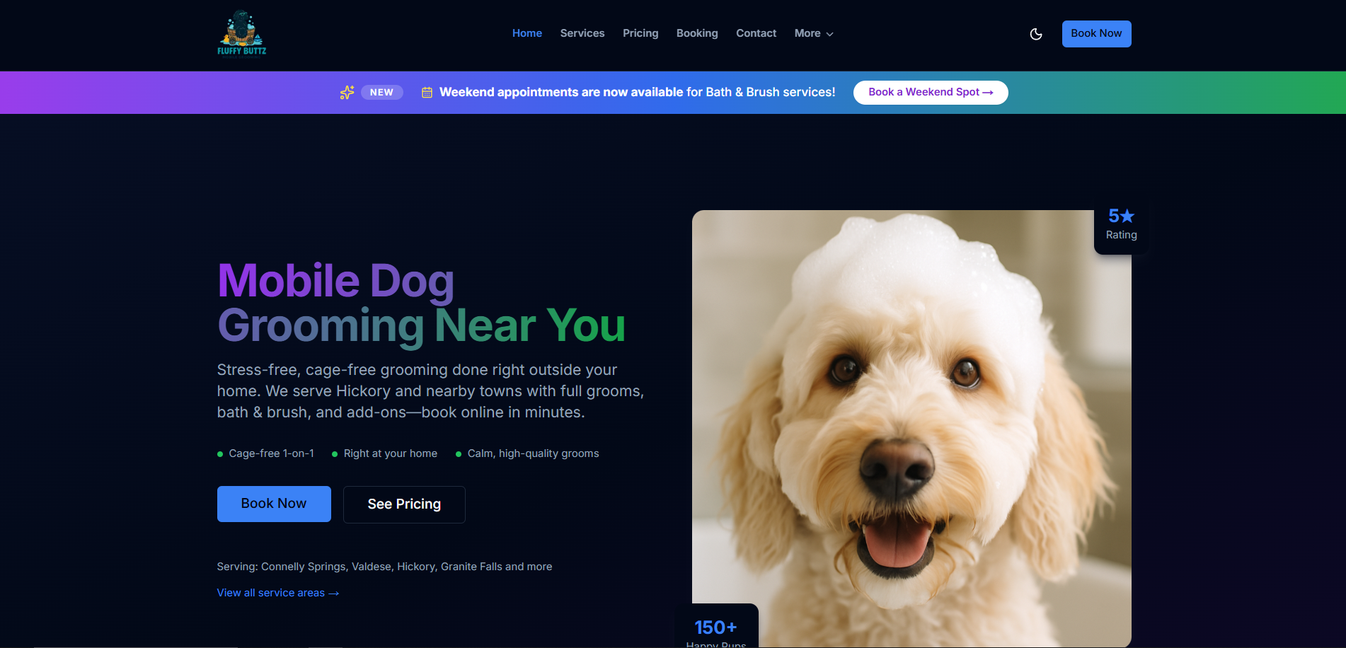 Fluffy Buttz Mobile Dog Grooming website screenshot